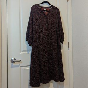 The Nines by HATCH Burgundy and Black Midi Dress